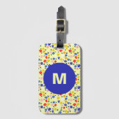 Pretty Dainty Cute Floral Pastel Yellow Monogram Gepäckanhänger (Vorderseite Vertikal)
