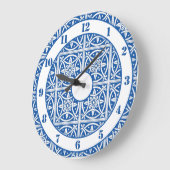 Pretty Delft Colors Blue and White Große Wanduhr (Winkel)