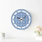 Pretty Delft Colors Blue and White Große Wanduhr (Zuhause)