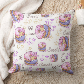 Pretty donuts Sweet pattern girly Purple White Kissen