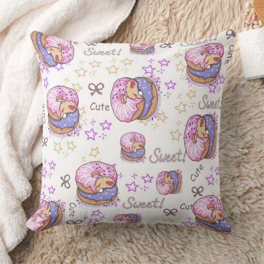 Pretty donuts Sweet pattern girly Purple White Kissen (Decke)