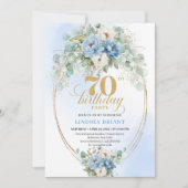 Pretty Dusty Blue Peonies 70th Birthday Invitation Einladung (Vorderseite)