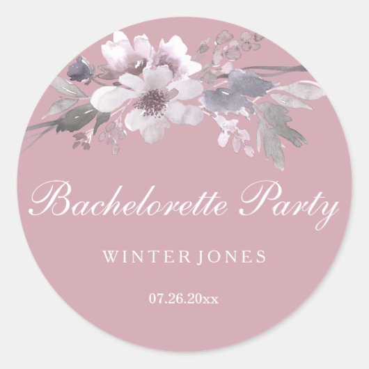 Pretty Dusty Pink Floral Bachelorette Sticker (Vorderseite)