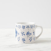 Pretty Elegant Blue Floral Pattern Monogram Espressotasse (Rechts)
