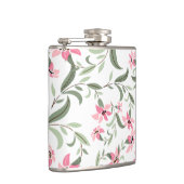 Pretty Elegant Pink Floral Pattern White Flachmann (Rechts)