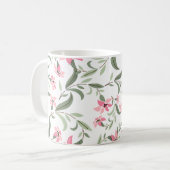 Pretty Elegant Pink Floral Pattern White Kaffeetasse (Vorderseite Links)