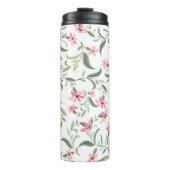 Pretty Elegant Pink Floral Pattern White Thermosbecher (Vorderseite)