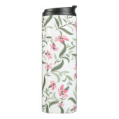 Pretty Elegant Pink Floral Pattern White Thermosbecher (Nach links gedreht)
