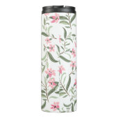 Pretty Elegant Pink Floral Pattern White Thermosbecher (Rückseite)