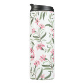Pretty Elegant Pink Floral Pattern White Thermosbecher (Nach rechts gedreht)