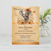 Pretty Elephant Terra Cotta Fall Baby Shower Einladung (Stehend Vorderseite)