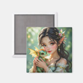 Pretty Elven Fairy & Dragon Ethereal Magnet (Vorderseite/Rückseite)