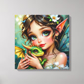 Pretty Fairy and Dragon Themed Girl's Leinwanddruck (Vorderseite)