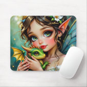 Pretty  Fairy and Dragon Themed Girl's   Mousepad (Mit Mouse)