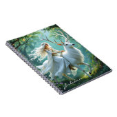 Pretty Fairy and White Deer in Enchanted Forest Notizblock (Rechte Seite)