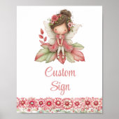 Pretty Fairy Girl Blush Floral Birthday Custom Sig Poster (Vorne)