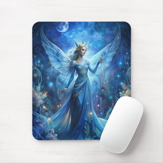 Pretty Fairy in Blue Mousepad (Mit Mouse)