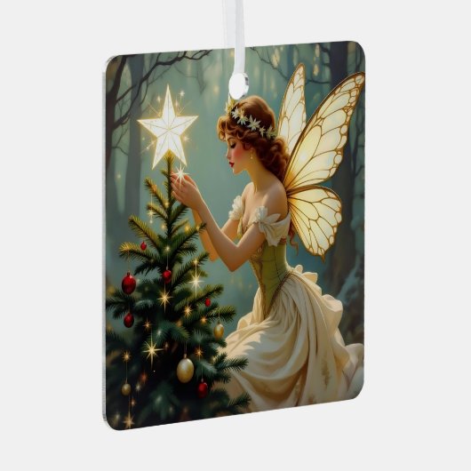 Pretty Fairy Personalized Enchanted Christmas Ornament Aus Metall (Vorderseite Rechts)