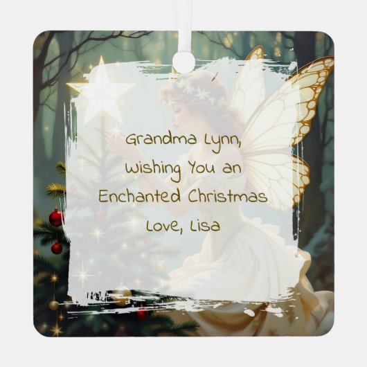 Pretty Fairy Personalized Enchanted Christmas Ornament Aus Metall (Rückseite)