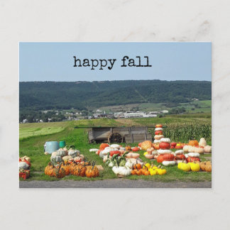 pretty fall pumpkin farm post card postkarte