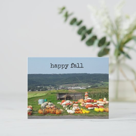 pretty fall pumpkin farm post card postkarte (Stehend Vorderseite)
