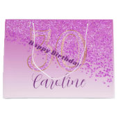 Pretty Falling Pink Glitter 30th Birthday Große Geschenktüte (Vorderseite)