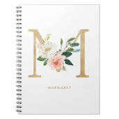 Pretty Falsch Gold Foil Floral Letter M Monogram Notizblock (Vorderseite)