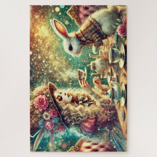 Pretty Fantasy Alice and Rabbit Tea Party Puzzle (Vertikal)
