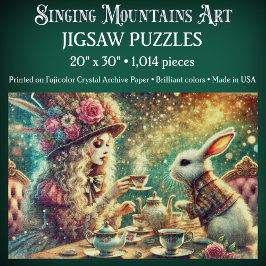 Pretty Fantasy Alice and Rabbit Tea Party Puzzle
