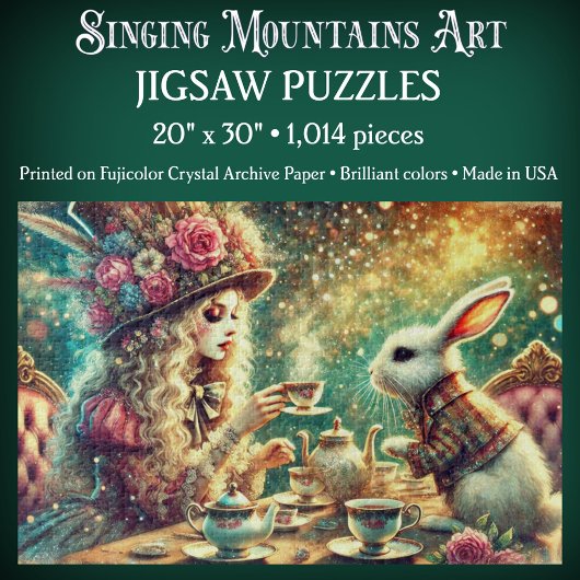 Pretty Fantasy Alice and Rabbit Tea Party Puzzle