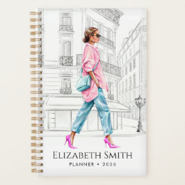 Pretty Fashion Woman Walking Planner Planer