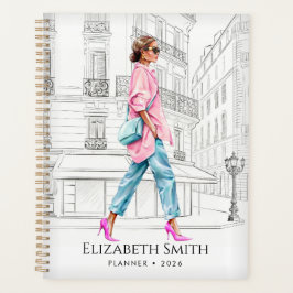 Pretty Fashion Woman Walking Planner Planer