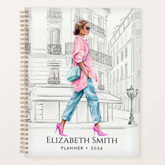 Pretty Fashion Woman Walking Planner Planer (Vorderseite)
