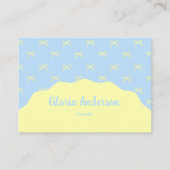 Pretty Feminine Blue Yellow Bow Stripe Pattern Visitenkarte (Vorderseite)