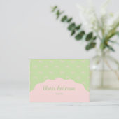 Pretty Feminine Green Pink Bow Stripe Pattern Visitenkarte (Stehend Vorderseite)