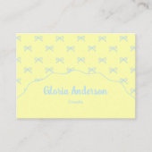Pretty Feminine Yellow Blue Bow Stripe Pattern Visitenkarte (Vorderseite)