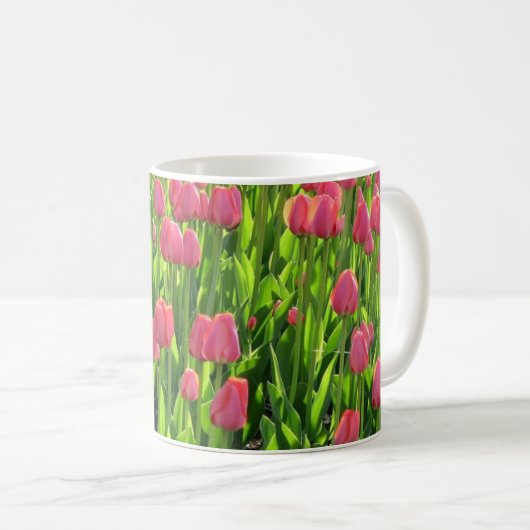 Pretty Field of Pink Tulips Kaffeetasse (VorderseiteRechts)