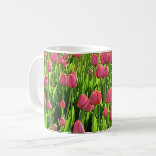 Pretty Field of Pink Tulips Kaffeetasse (Vorderseite Links)