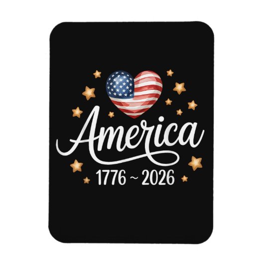 Pretty Flag Heart 1776-2026 July 4th 250th  Magnet (Vertikal)