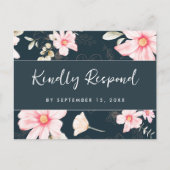Pretty Floral Blush Rsvp Trendy Script Meal Choice Einladungspostkarte (Vorderseite)