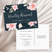 Pretty Floral Blush Rsvp Trendy Script Meal Choice Einladungspostkarte
