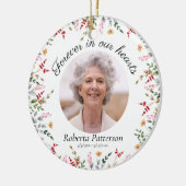 Pretty Floral Forever in Our Hearts Memorial Photo Keramik Ornament (Links)