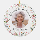 Pretty Floral Forever in Our Hearts Memorial Photo Keramik Ornament (Hinten)