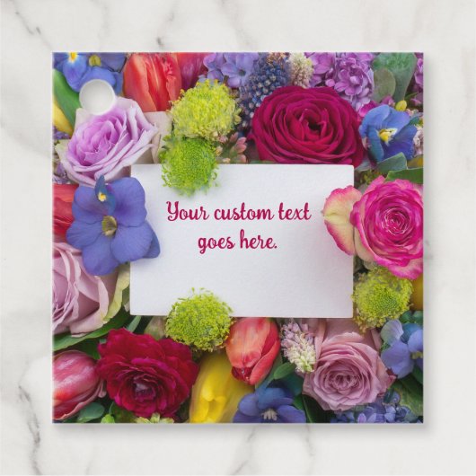 Pretty Floral Framed Roses Text Box Custom Geschenkanhänger (Vorderseite)