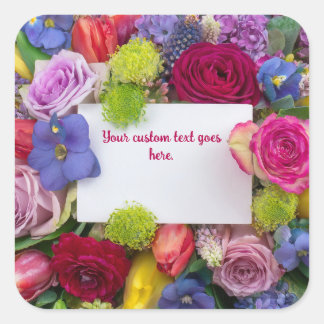 Pretty Floral Framed Roses Text Box Custom Quadratischer Aufkleber