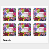 Pretty Floral Framed Roses Text Box Custom Quadratischer Aufkleber (Blatt)