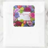 Pretty Floral Framed Roses Text Box Custom Quadratischer Aufkleber (Tasche)