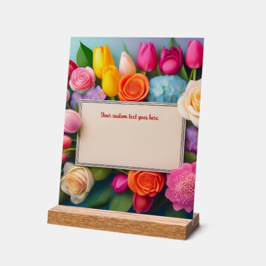 Pretty Floral Framed Roses Tulips Hydrangea Custom Acrylschild (Winkel)