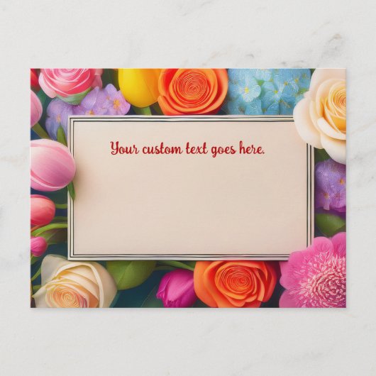Pretty Floral Framed Roses Tulips Hydrangea Custom Postkarte (Vorderseite)