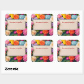 Pretty Floral Framed Roses Tulips Hydrangea Custom Quadratischer Aufkleber (Blatt)
